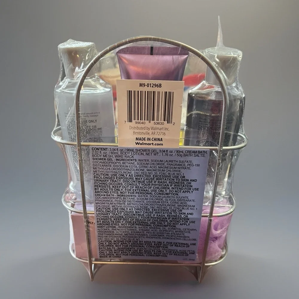 Floral Breeze Secret Garden Gift Set Pc Shower‎ Bath Gel, Lotion, salts Caddy